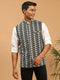 Men Black Chikankari Embroidered Pure Cotton Nehru Jacket
